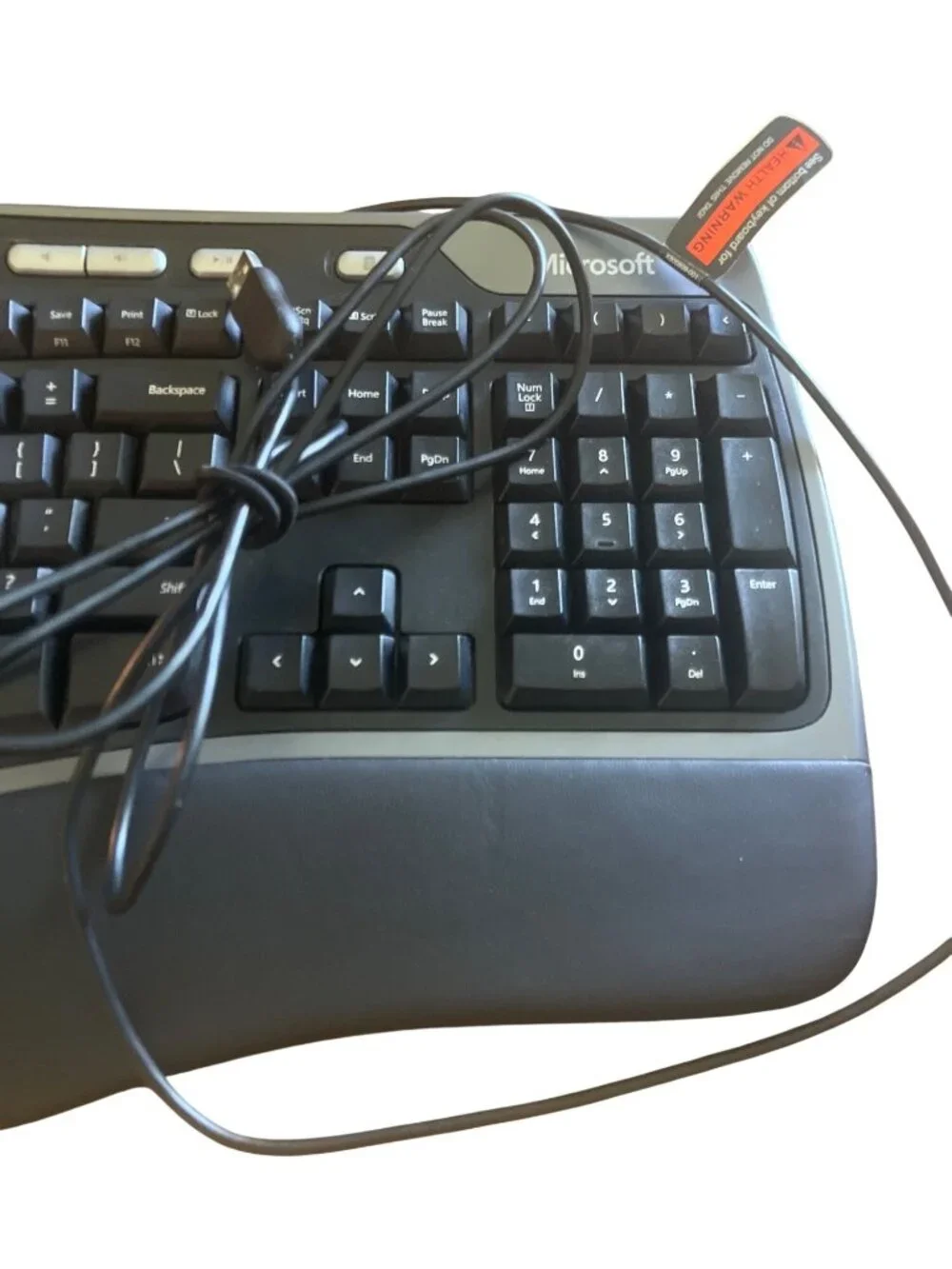 Microsoft Natural Ergonomic USB Wired Keyboard 4000 V1.0 Black KU-0462 Tested